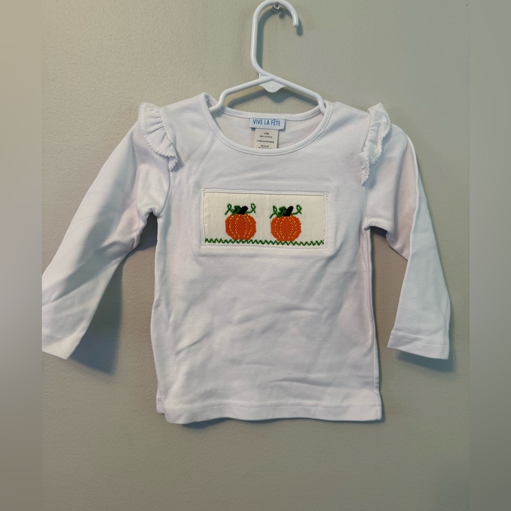 Vive La Fete Smocked Pumpkin Long Sleeve Shirt